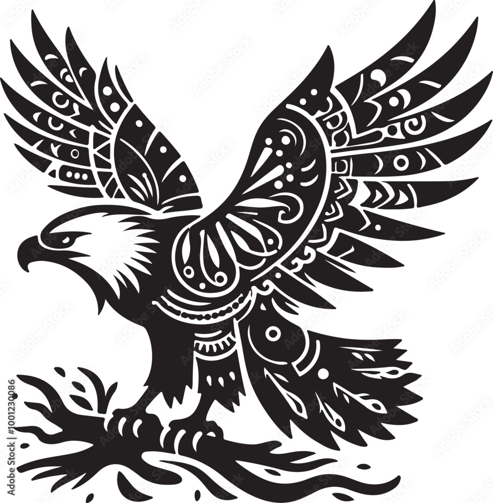 Obraz premium African Fish Eagle black and white vector design