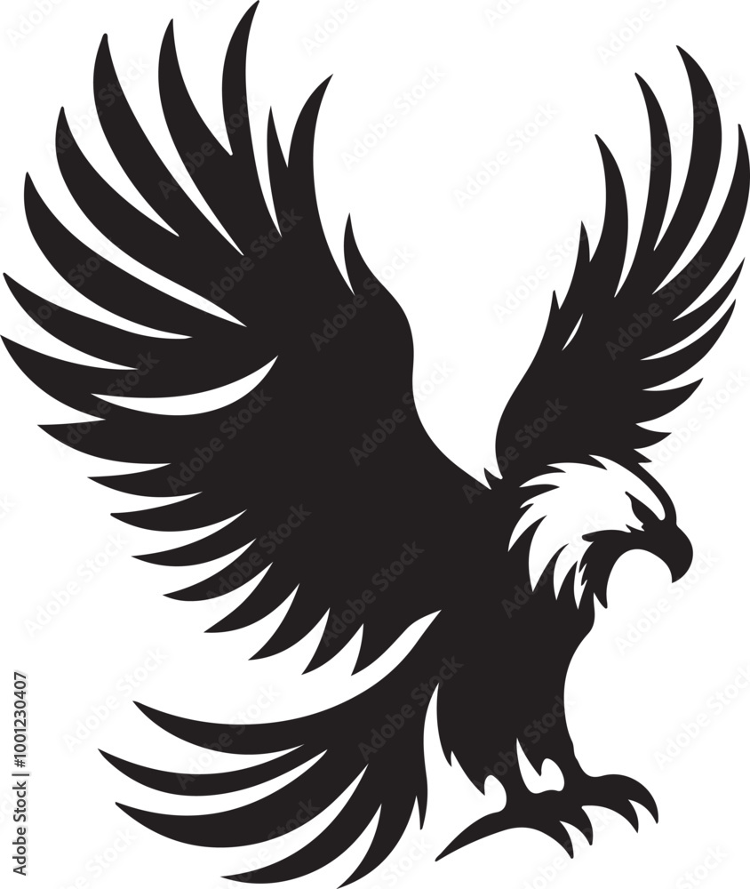 Fototapeta premium African Fish Eagle black and white vector design