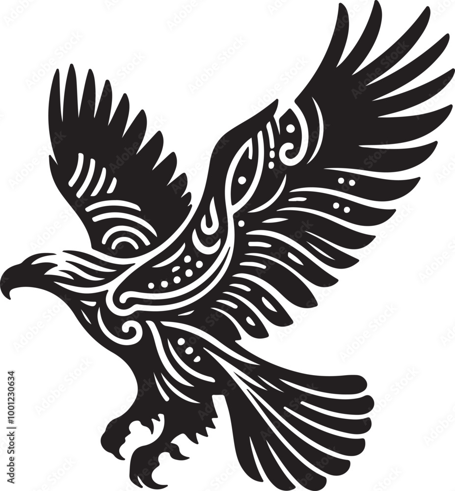 Obraz premium African Fish Eagle black and white vector design