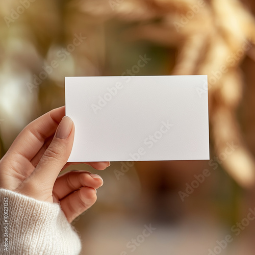 Minimalist Mock up of a Blank 5x9 Card, Perfect for Branding and Presentation Purposes photo