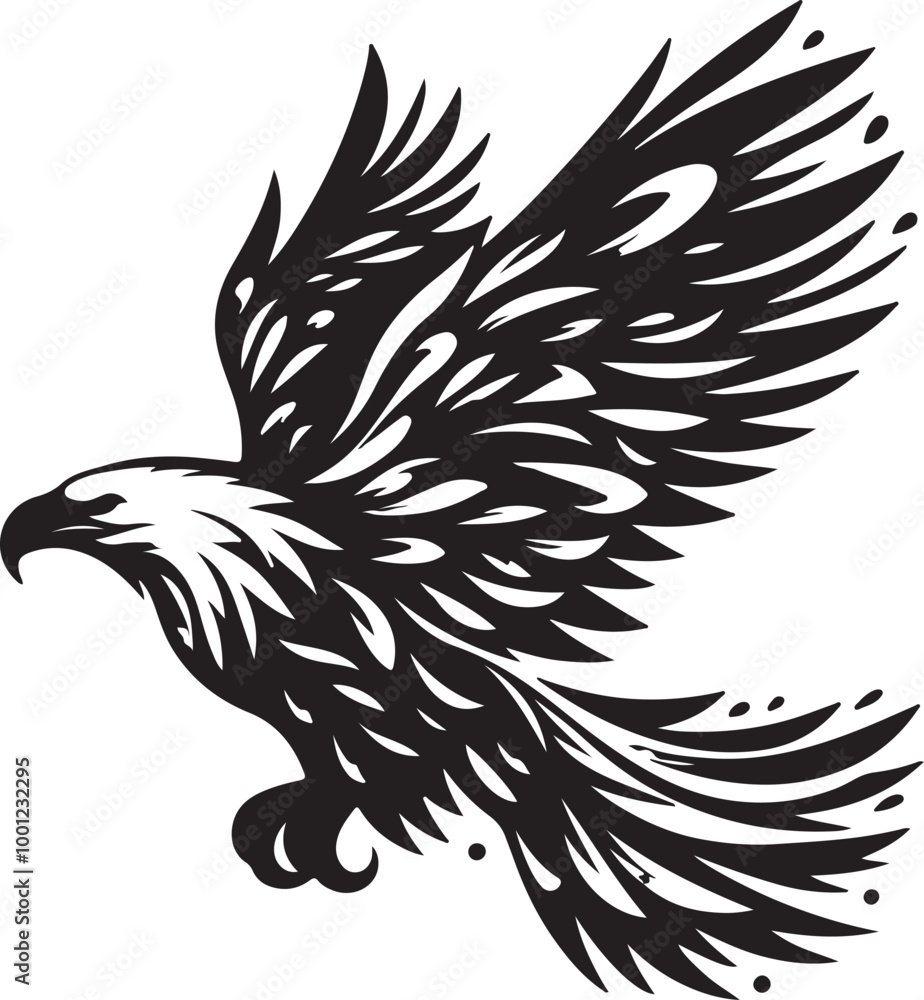 Obraz premium African Fish Eagle black and white vector design