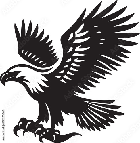 African Fish Eagle black and white vector design