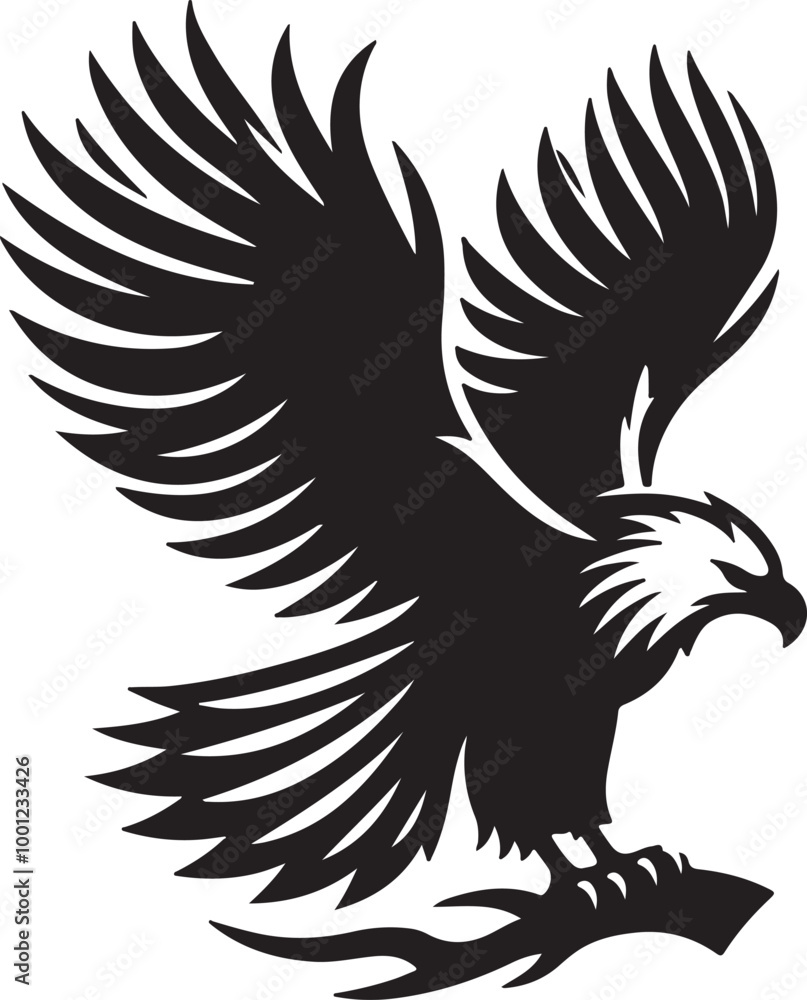 Fototapeta premium African Fish Eagle black and white vector design