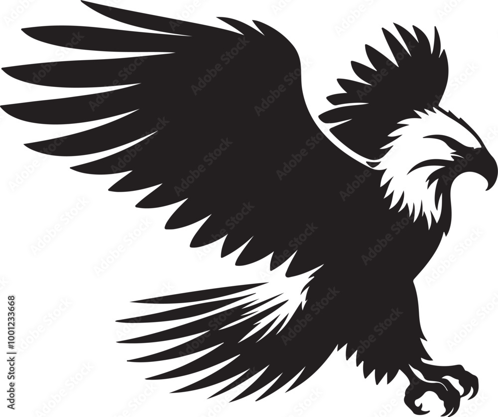 Fototapeta premium African Fish Eagle black and white vector design
