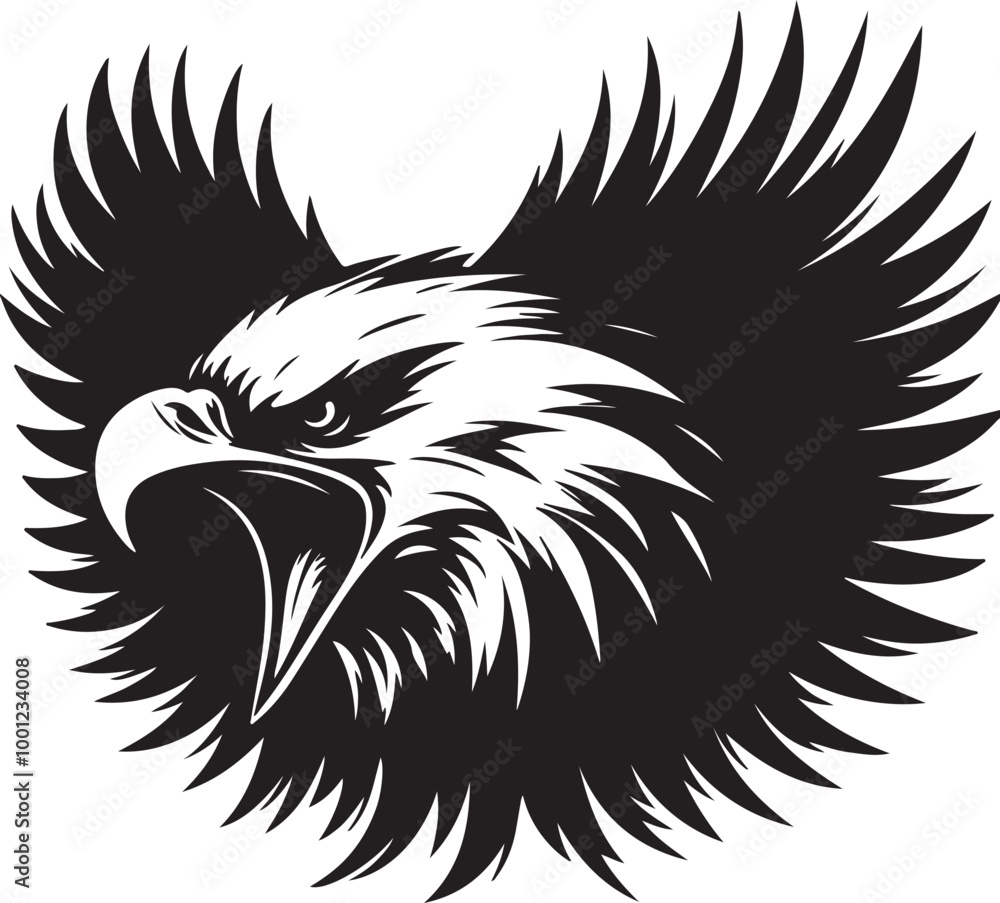 Obraz premium African Fish Eagle black and white vector design