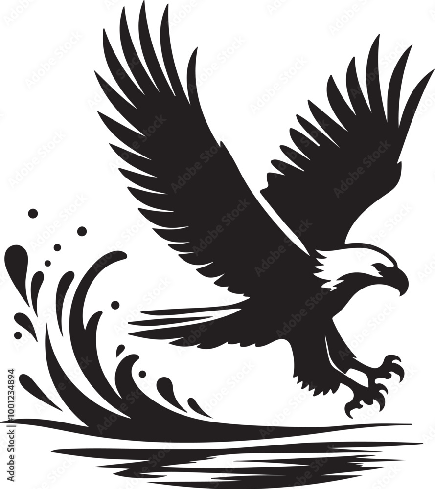 Obraz premium African Fish Eagle black and white vector design