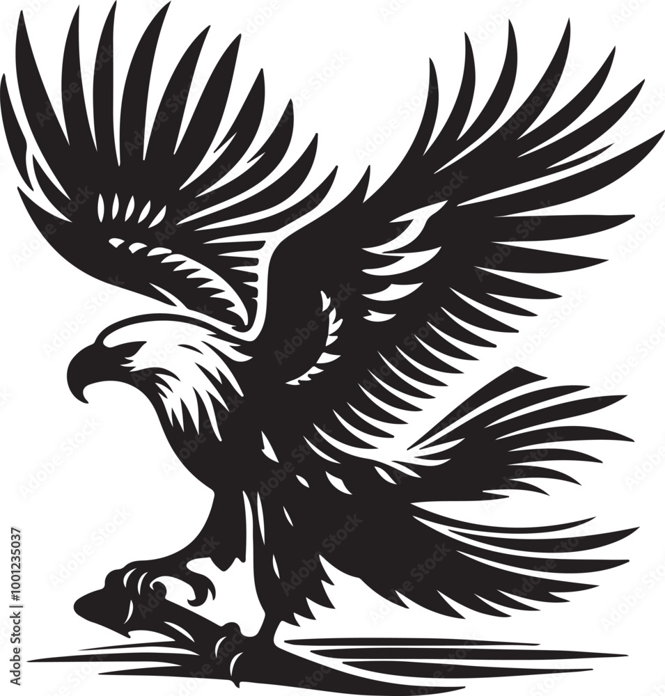 Fototapeta premium African Fish Eagle black and white vector design