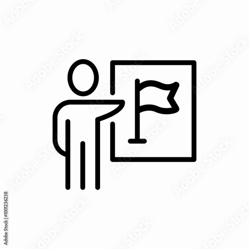 teacher teaching flag icon sign vector
