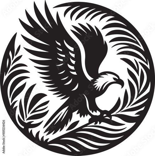 Wallpaper Mural African Fish Eagle black and white vector design Torontodigital.ca