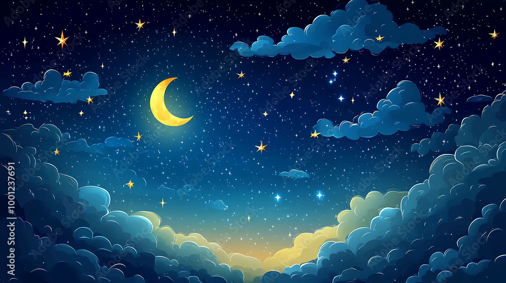 Night sky with clouds and stars. Night sky with clouds and stars.