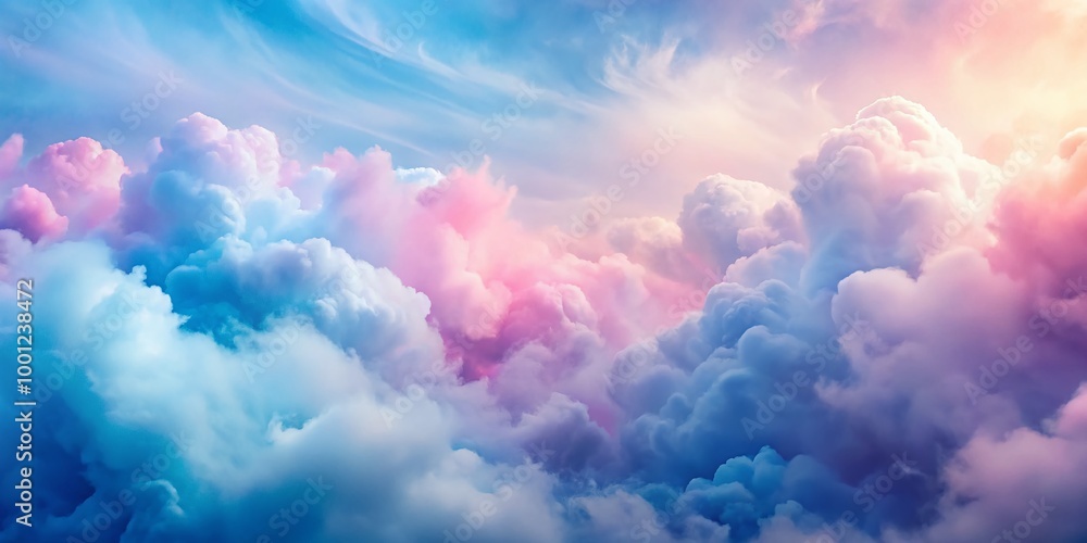 Softly blurred background with gentle, swirling clouds of pastel pink and blue hues, creating a serene and calming Softly blurred background with gentle, swirling clouds of pastel pink and blue hues, creating a serene and calming
