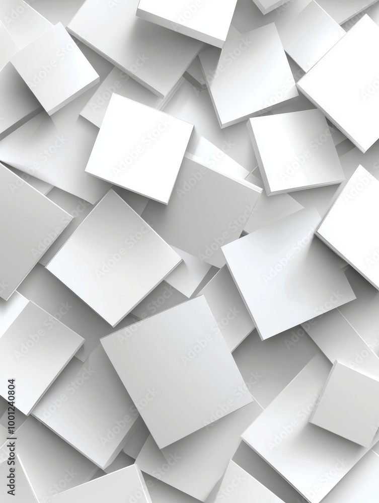 Obraz premium An elegant white and grey background with a square overlapped pattern in white and light grey. White background with shadow. Simple geometric design using white and light grey.