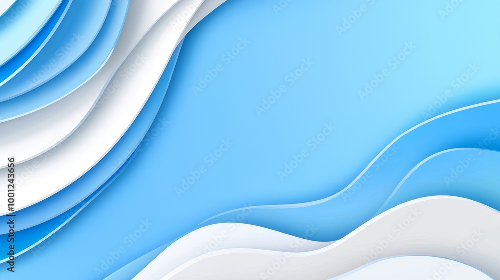 Fototapeta premium Paper style blue abstract background and texture design. Abstract waves and shapes.