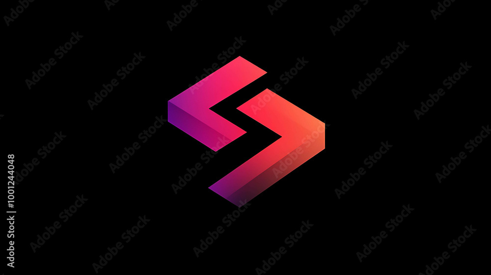A pink and orange geometric shape, in the form of a stylized letter 'S'. A pink and orange geometric shape, in the form of a stylized letter 'S'.