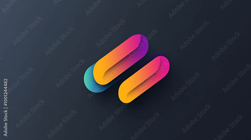 A colorful, abstract logo with two curved shapes in a blue, yellow, orange, and pink gradient, on a dark background. A colorful, abstract logo with two curved shapes in a blue, yellow, orange, and pink gradient, on a dark background.
