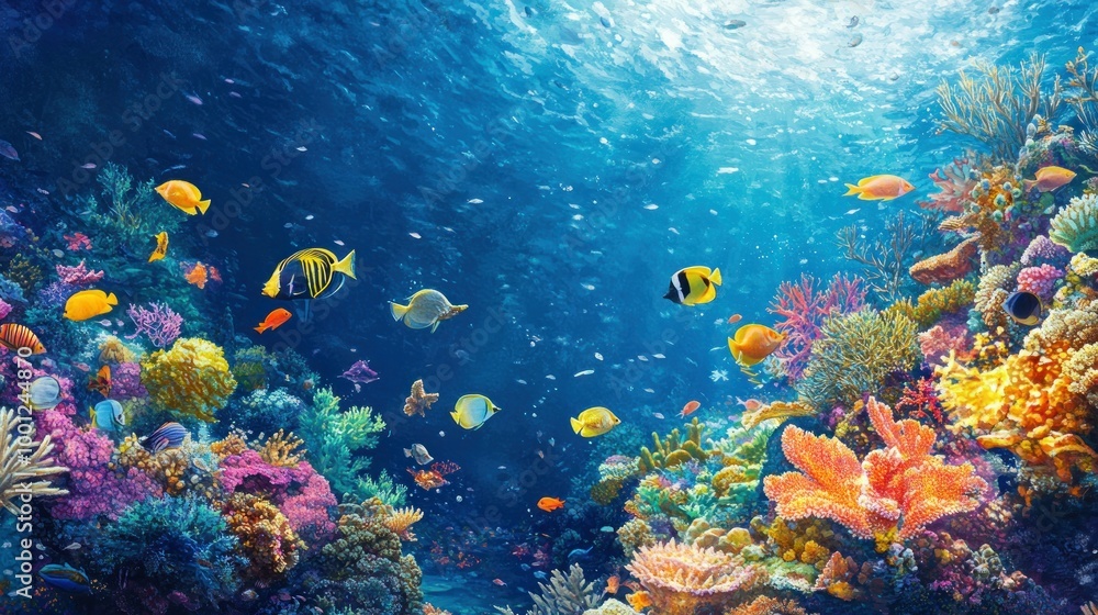 Vibrant Underwater Coral Reef with Diverse Marine Life Vibrant Underwater Coral Reef with Diverse Marine Life