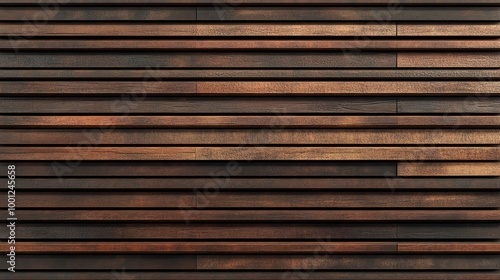 Wooden background of brown boards. Horizontal wooden slats. The texture of the wooden wall. Narrow wood planks