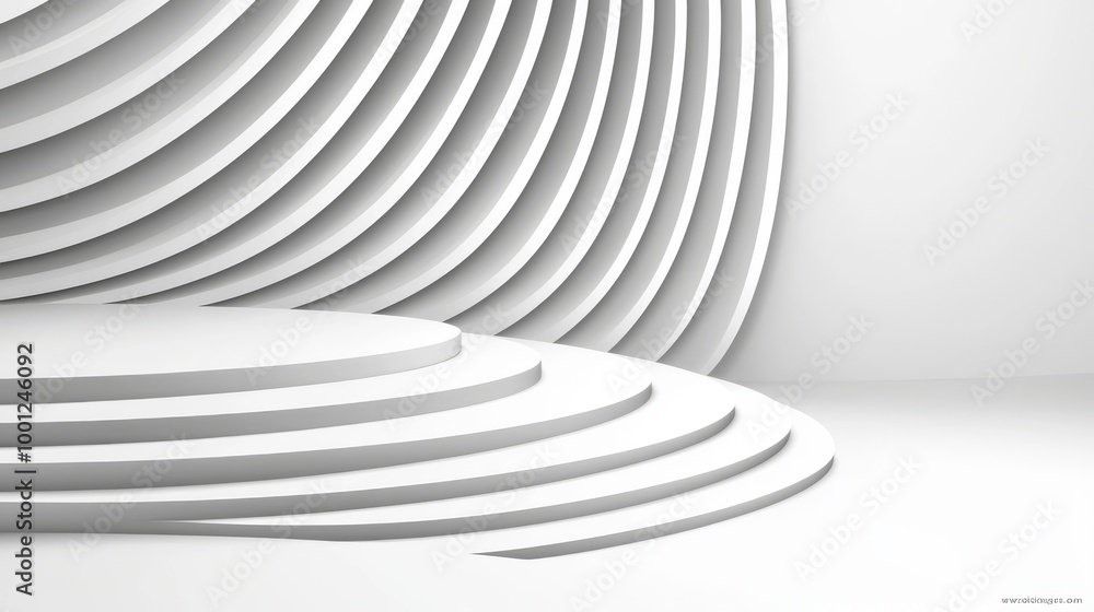 Obraz premium Abstract 3D White Abstract Background. Perspective Smooth Lines.