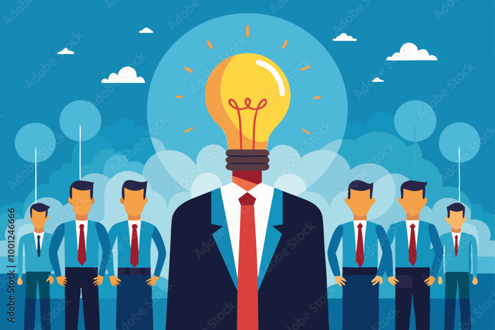 Be different, leadership individuality or unique candidate, courage or determination to success, freedom, stand out from other, freedom or creativity concept, businessman with bright lightbulb head. Be different, leadership individuality or unique candidate, courage or determination to success, freedom, stand out from other, freedom or creativity concept, businessman with bright lightbulb head.