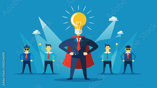 Be different, leadership individuality or unique candidate, courage or determination to success, freedom, stand out from other, freedom or creativity concept, businessman with bright lightbulb head.