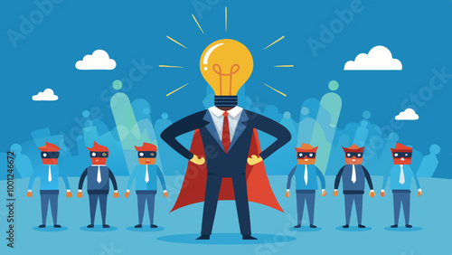 Be different, leadership individuality or unique candidate, courage or determination to success, freedom, stand out from other, freedom or creativity concept, businessman with bright lightbulb head.