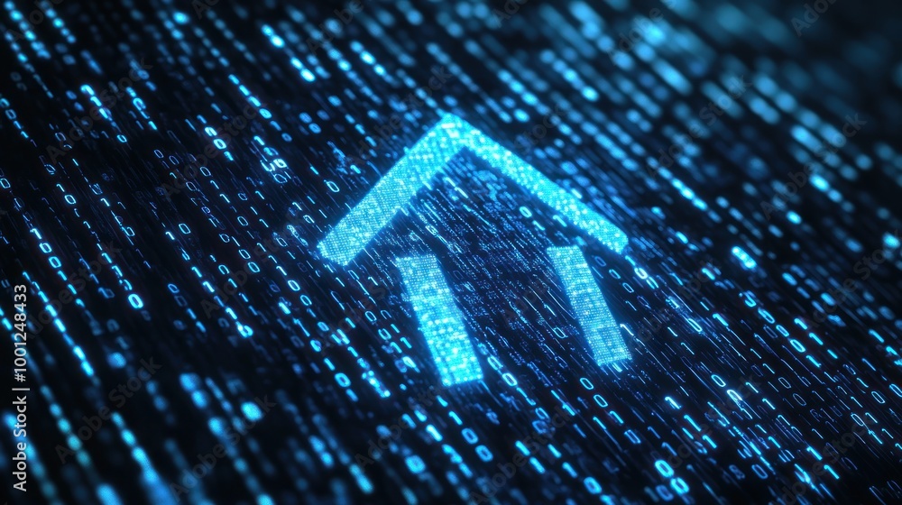Digital Home Symbol in Binary Code Digital Home Symbol in Binary Code