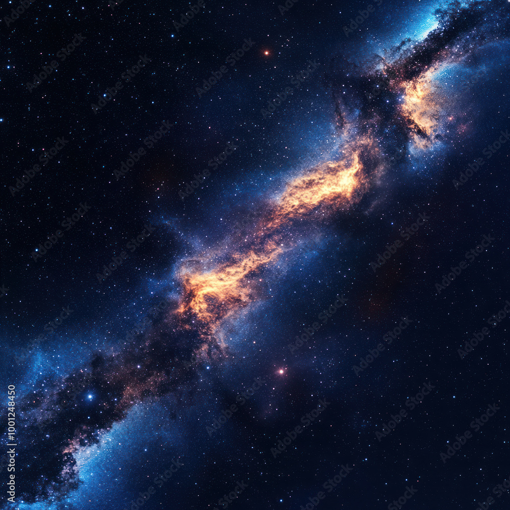 Fototapeta premium A hyper realistic and awe-inspiring starry sky with shimmering stars, swirling nebulas, and a distant Milky Way