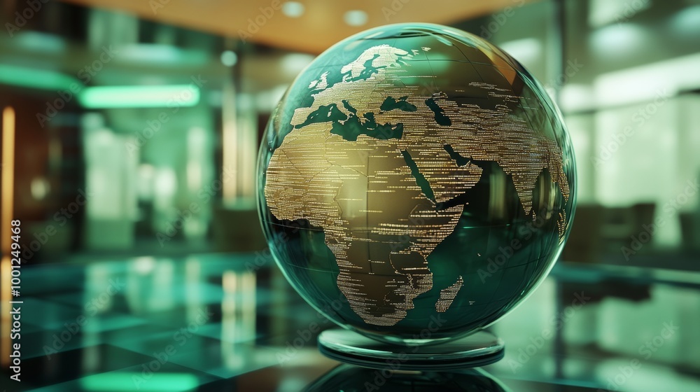 Transparent glass globe showing the UAE, with continents etched on the surface and digital data visible inside. Transparent glass globe showing the UAE, with continents etched on the surface and digital data visible inside.