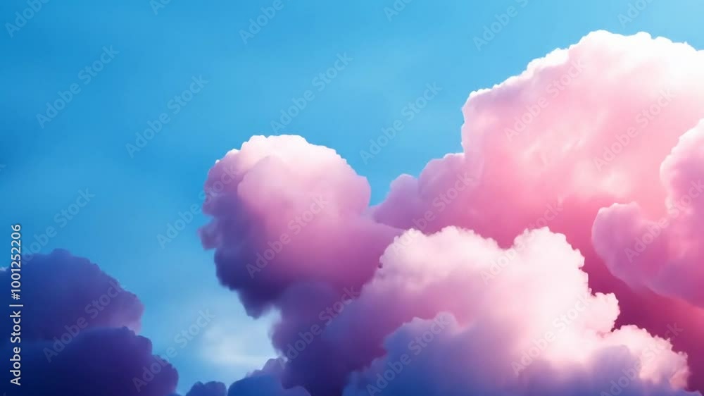 A whimsical sky with vibrant pink and purple clouds floating, evoking themes of dreamland and summer magic A whimsical sky with vibrant pink and purple clouds floating, evoking themes of dreamland and summer magic