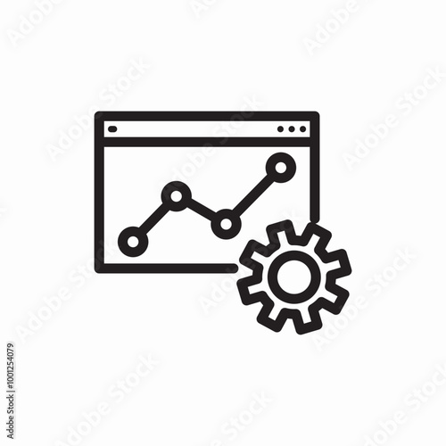 analytics business  presentation  on  computer icon sign vector