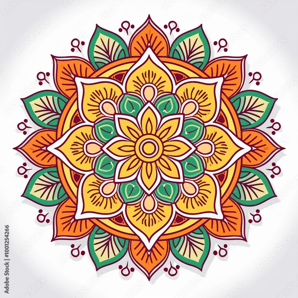 Mandala art design also called rangoli, decorative elements on white background Mandala art design also called rangoli, decorative elements on white background