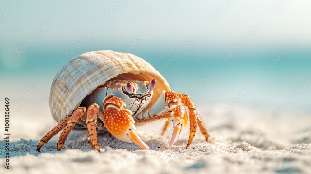 Colorful Crab on Sandy Beach Under Clear Sky Colorful Crab on Sandy Beach Under Clear Sky