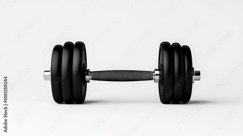 Black dumbbell on white isolated background, ideal for fitness and gym illustrations. Black dumbbell on white isolated background, ideal for fitness and gym illustrations.