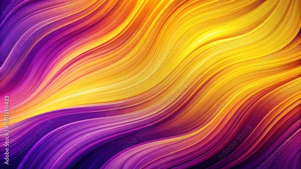 Vibrant abstract fusion of rich purple and bright yellow hues swirl together in a mesmerizing gradient, creating a