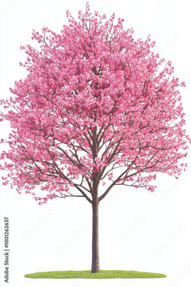 Obraz premium Cherry Blossom Tree Isolated on White Background