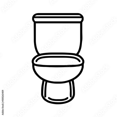 Minimalist Toilet Icon in Black and White Line Art for Bathroom and Sanitation Concepts