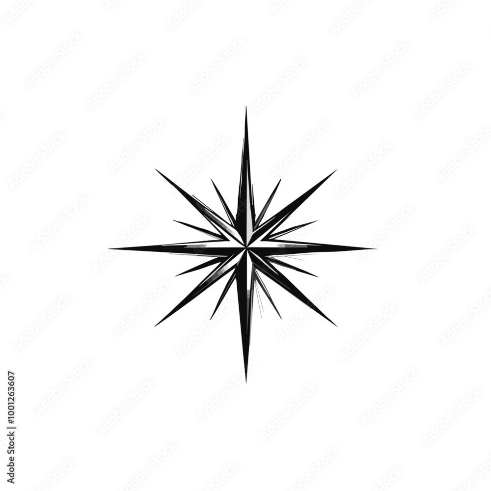 Spiky North Star Design in Black and White
Spiky North Star Design in Black and White