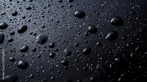 Water Droplets on Black Surface