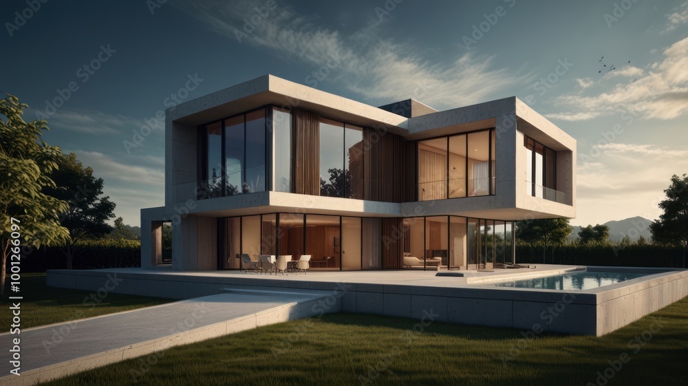 Modern Architectural House with Pool Modern Architectural House with Pool