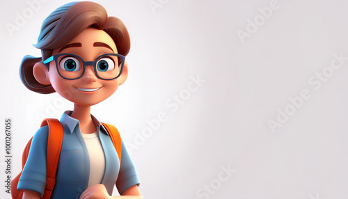 Young smiling college or university student with backpack holding book. Study, education, back to school, knowledge concept. 3d vector people character illustration.Cartoon minimal style.