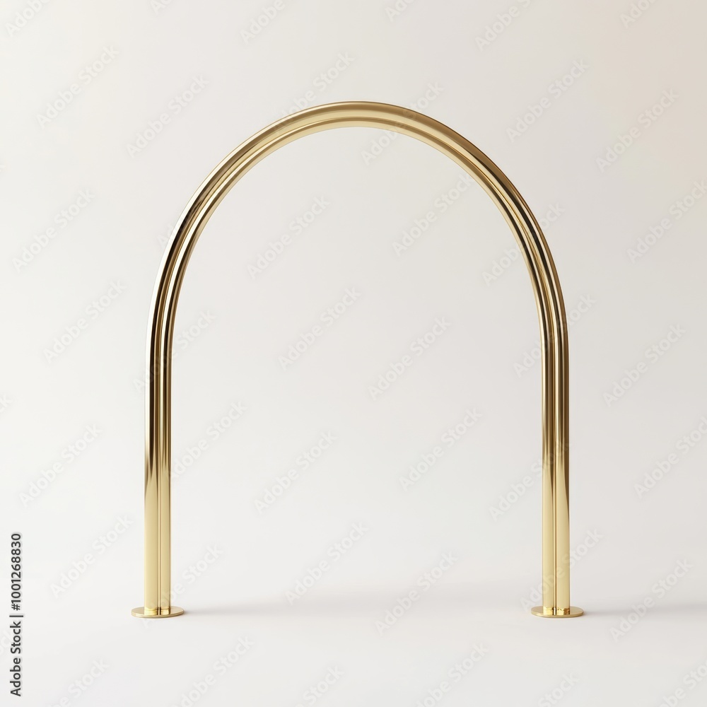 A luxurious gold geometric arch frame isolated on a white background, designed to showcase products with elegant curves and minimalistic lines, enhancing the modern aesthetic A luxurious gold geometric arch frame isolated on a white background, designed to showcase products with elegant curves and minimalistic lines, enhancing the modern aesthetic