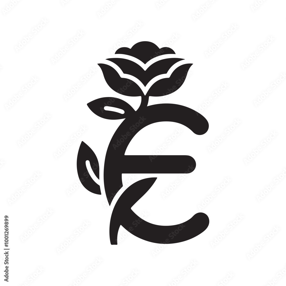 creative letter E logo icon with rose creative letter E logo icon with rose