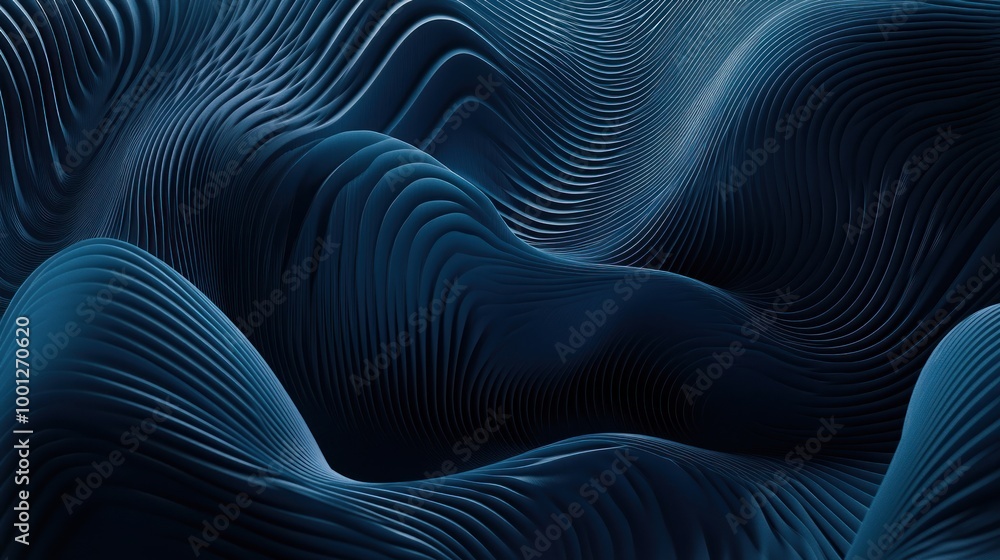 Abstract 3D Curved Lines - Dark Blue Abstract 3D Curved Lines - Dark Blue