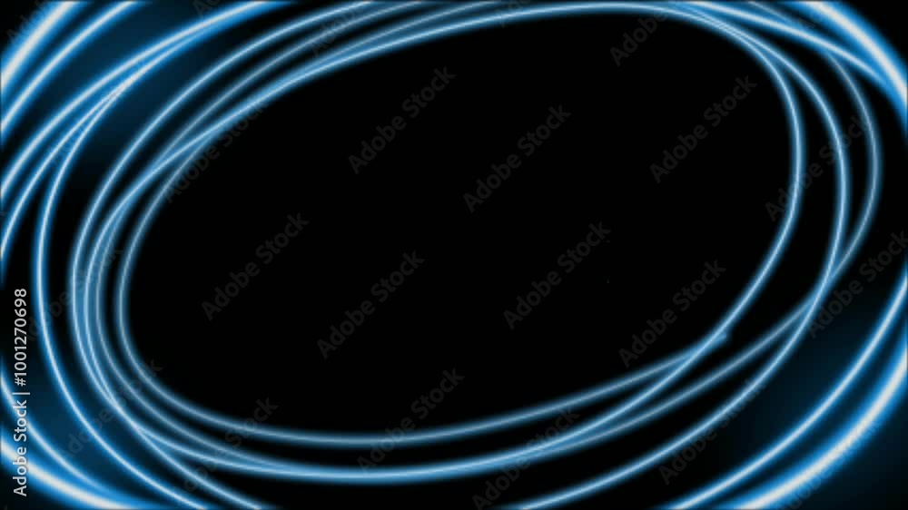 Animation blue neon light frame on black background. Animation blue neon light frame on black background.