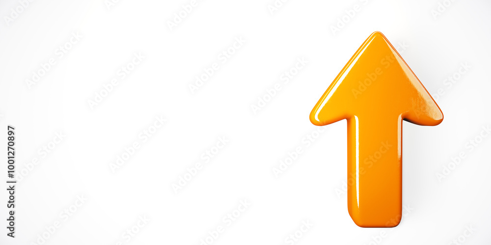 Bright Orange 3D Arrow Pointing Upwards on White Background. 3D Rendering Bright Orange 3D Arrow Pointing Upwards on White Background. 3D Rendering