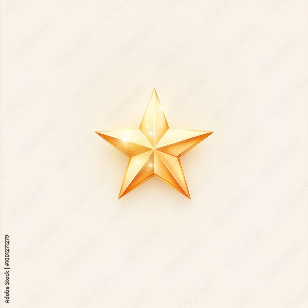 Fototapeta premium A minimalist gold star icon with a soft glow, isolated on a white background, ideal for festive promotions and celebrations