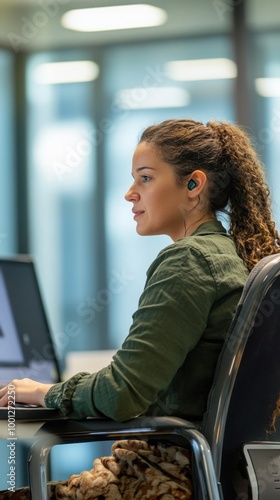 Office Worker with Learning Disability Using Computer