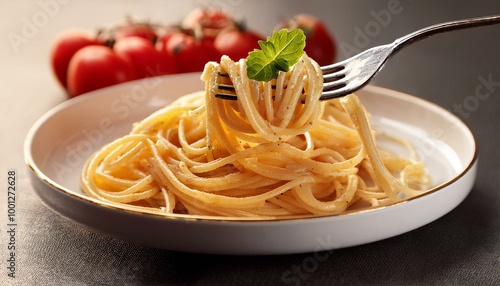 spaghetti pasta with a fork