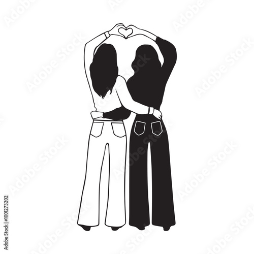 best friend with heart sign Vector illustration