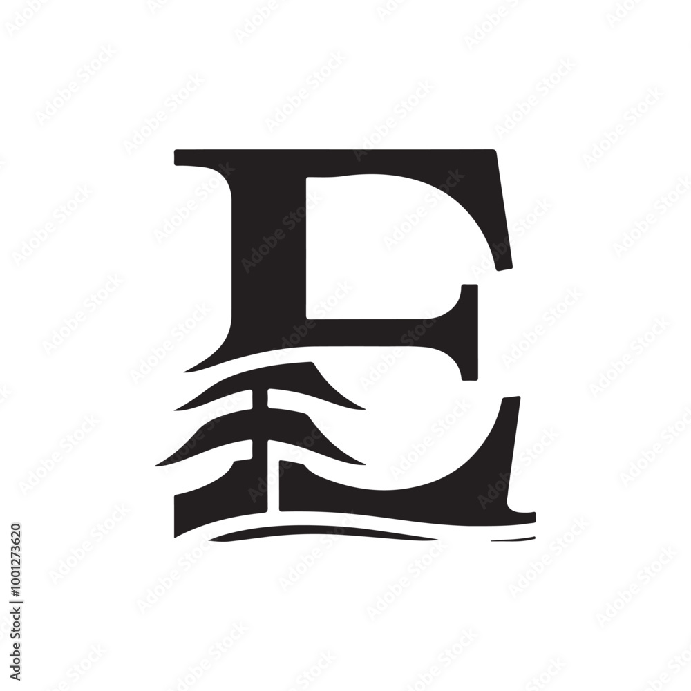 creative letter e logo with tree shape creative letter e logo with tree shape
